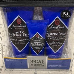 Jack Black Shave essentials in zippered pouch